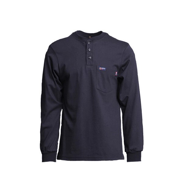 LAPCO 7 oz FR Henley Long Sleeve Shirt in Navy